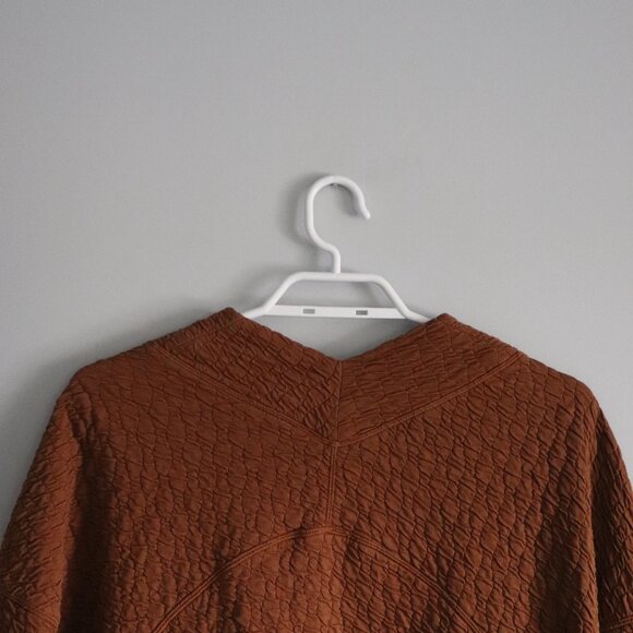 Lululemon Rippled Brown Sz 8 V-Neck Oversized High/Low Cotton Pullover Sweater - Picture 7 of 14